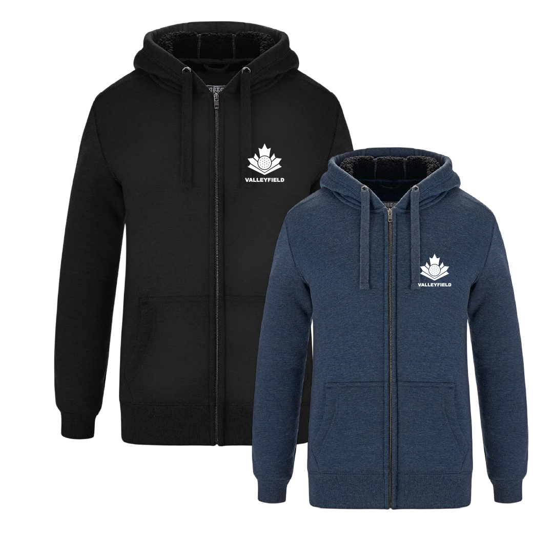 Chandail à capuchon en sherpa à glissière complète brodé pour femme