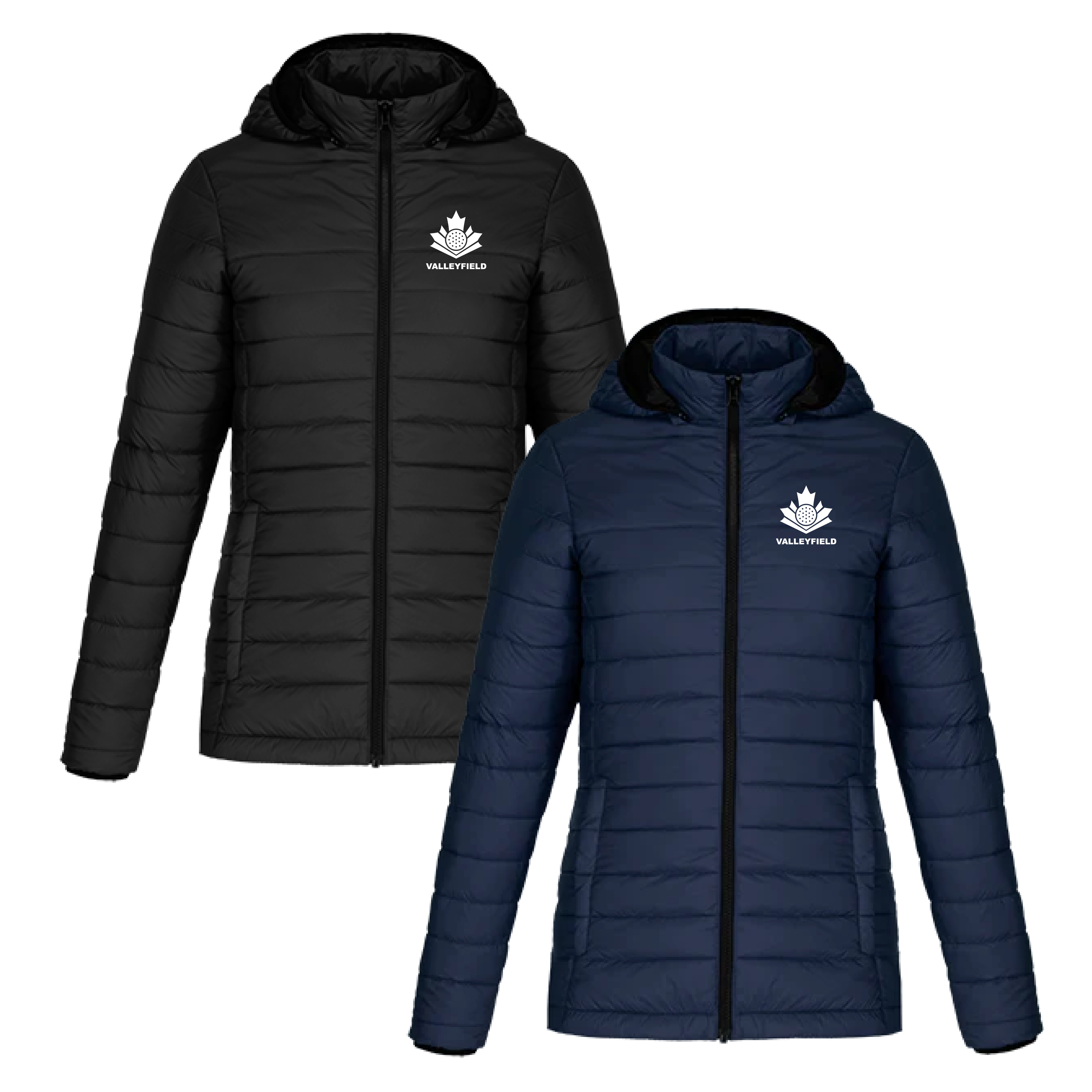 Manteau matelassé brodé pour femme avec capuche amovible